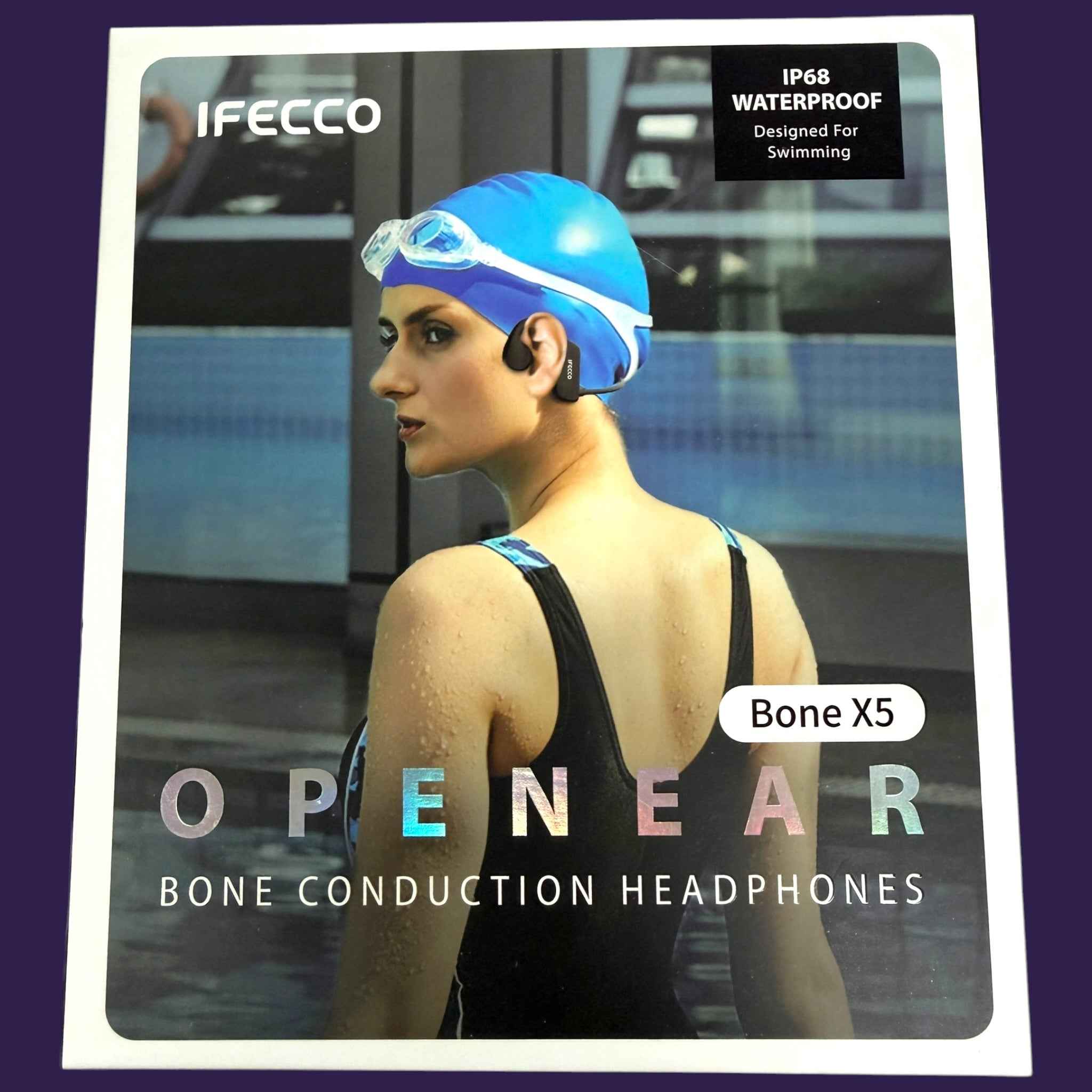 Ifecco Bone X5 IP68 waterproof bone conduction headphones retail packaging box