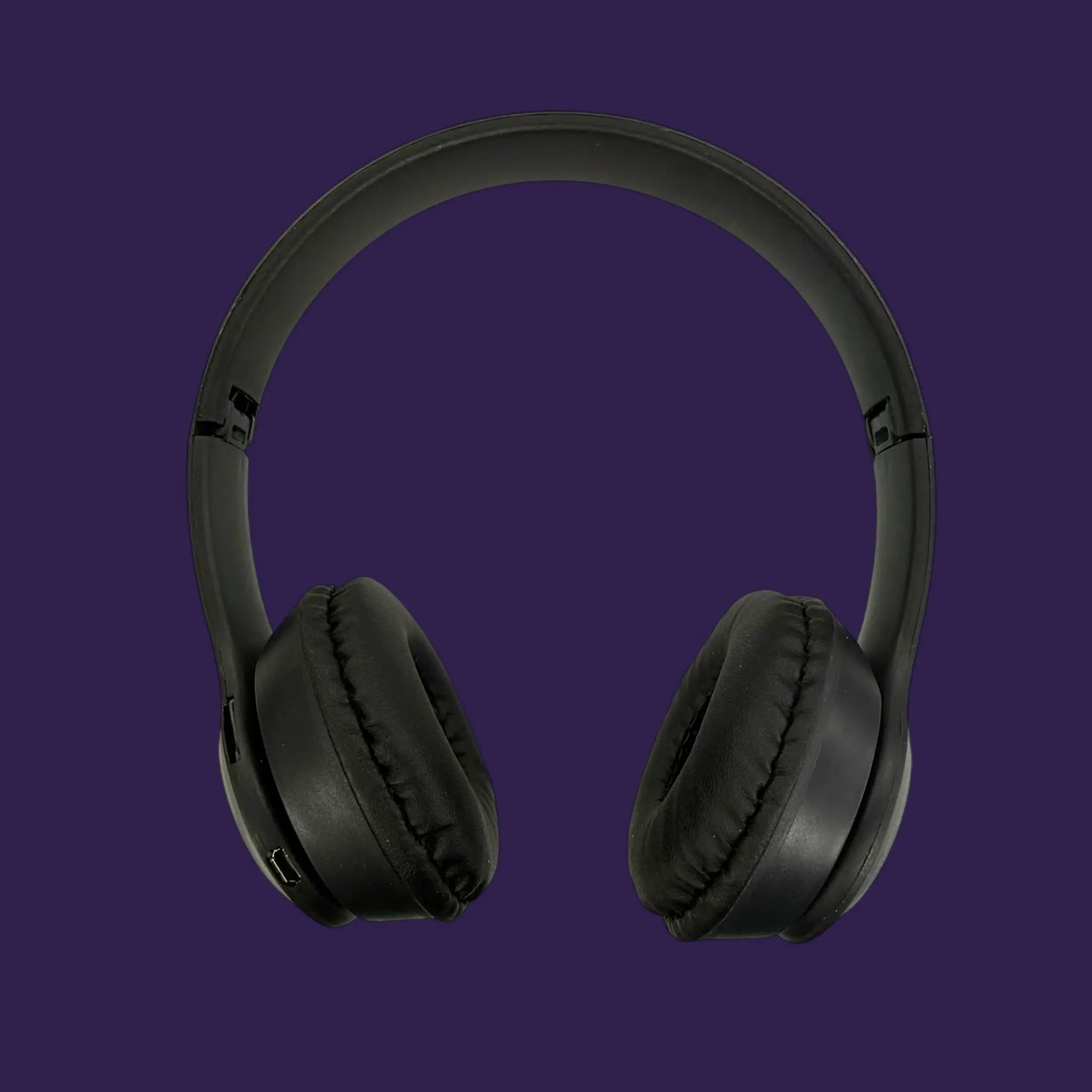 Compact Folding Headphones - Wired Over-Ear (Black) front view