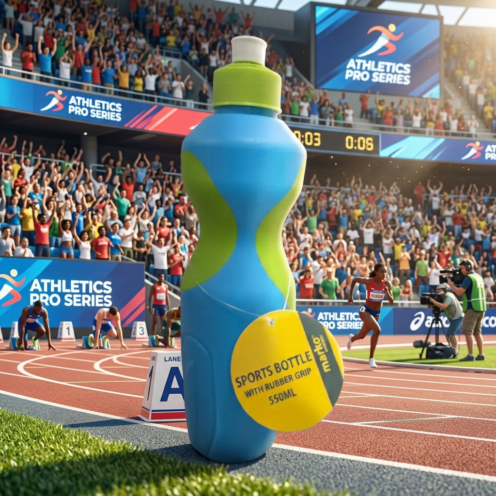 Marko 550ml Sports Water Bottle - Gym & Outdoor Hydration (Blue & Green on track)