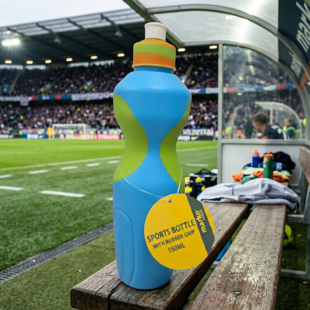 Marko 550ml Sports Water Bottle - Gym & Outdoor Hydration (Blue & Green on bench)