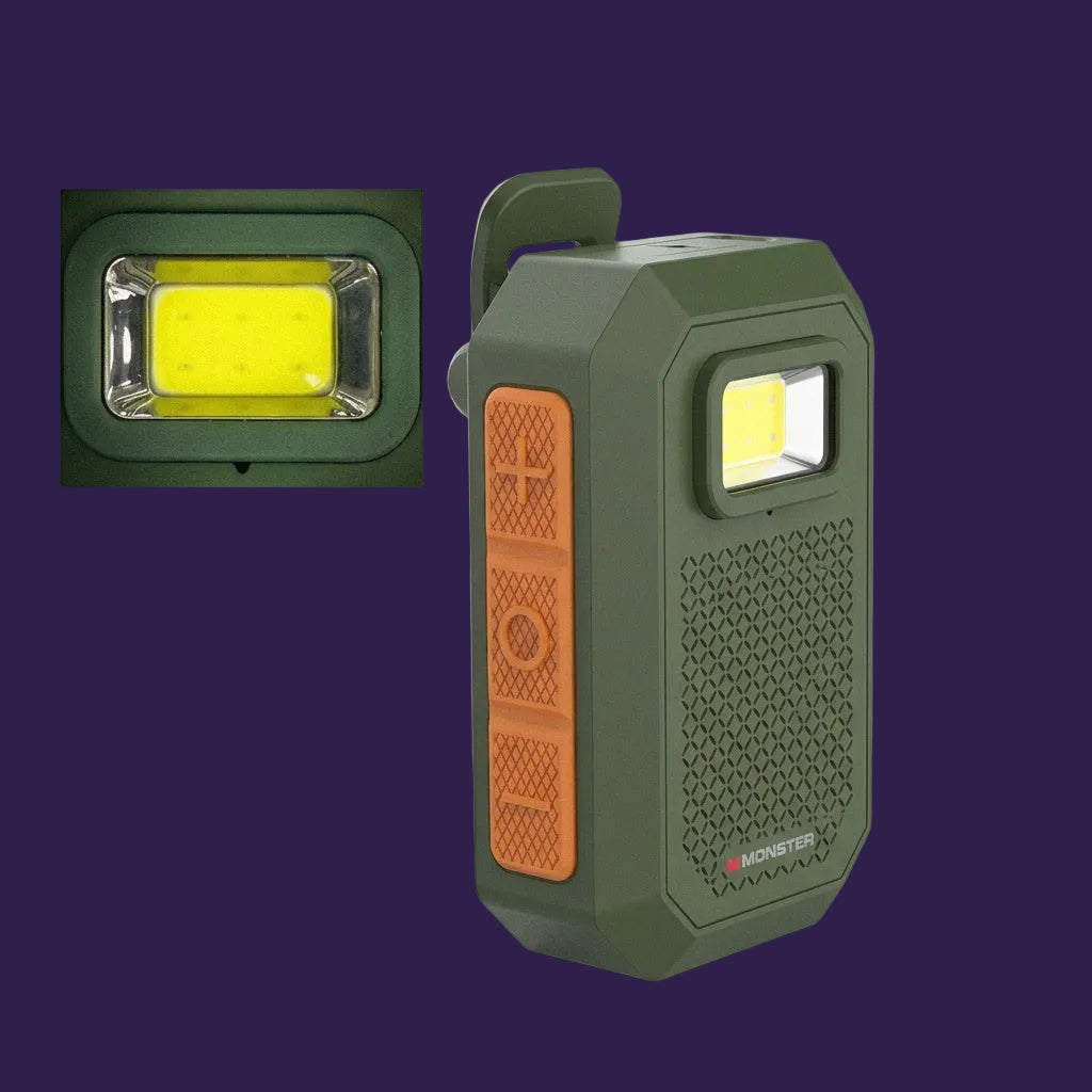 Monster AirRock X901 Magnetic Bluetooth Speaker close up LED panel