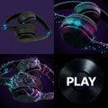 Compact Folding Headphones - Wired Over-Ear (Black) creative studio shot