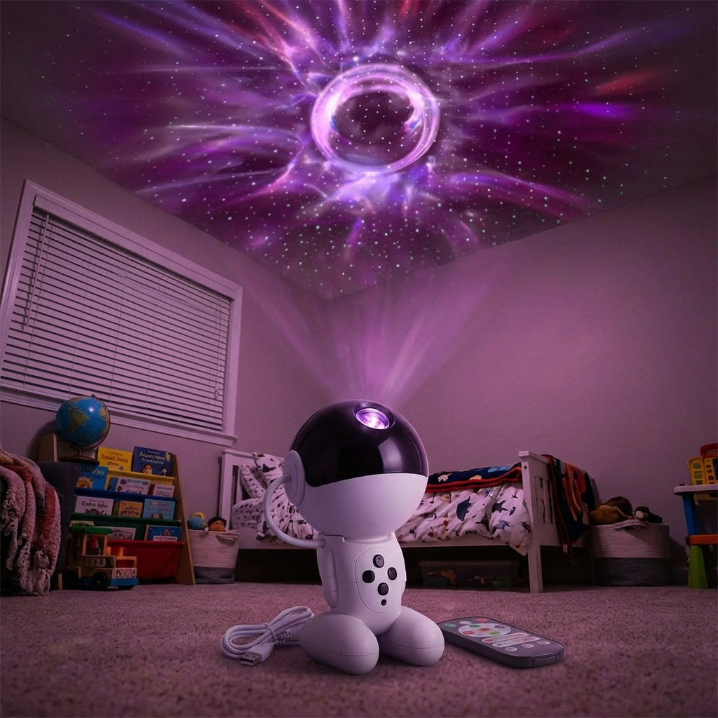 Astronaut Galaxy Star Projector - Lifestyle projection in bedroom