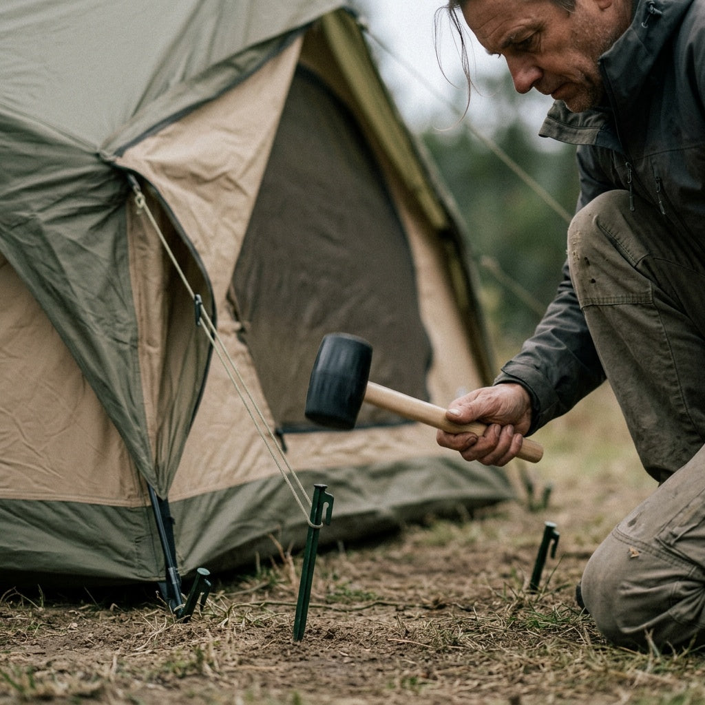 Marko Rubber Mallet Hammer with Wood Handle used for camping tent setup