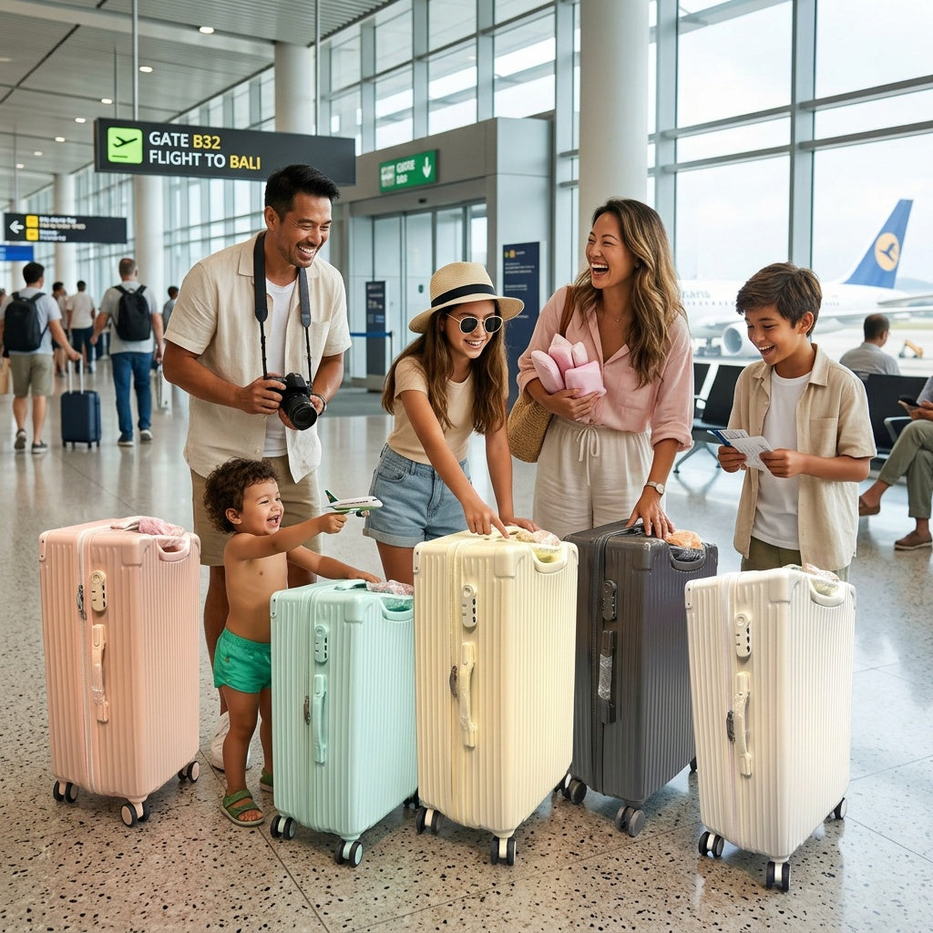 26" Hard Shell Suitcase - Large Checked Luggage Spinner Pastel Color Family Set