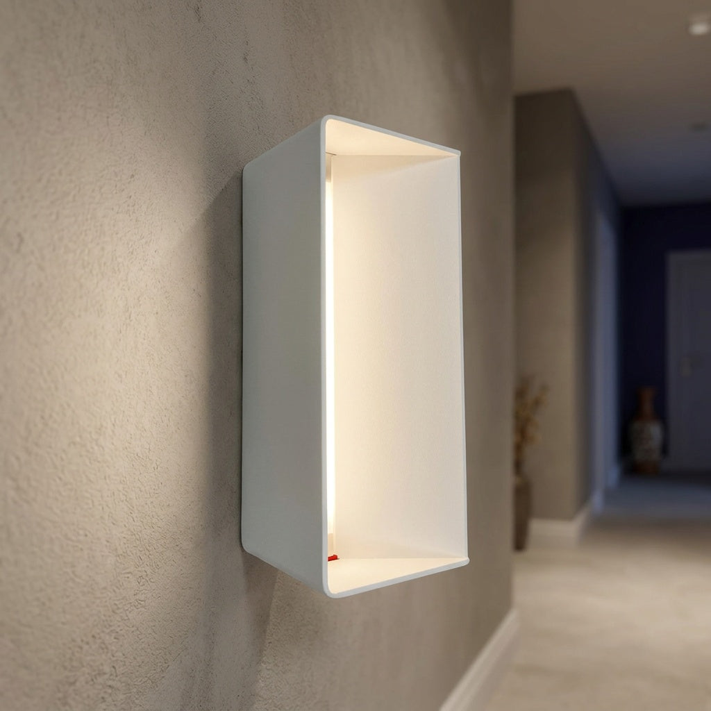 Strait Wall Fitting LED Light - Minimalist modern wall sconce mounted on a gray textured wall