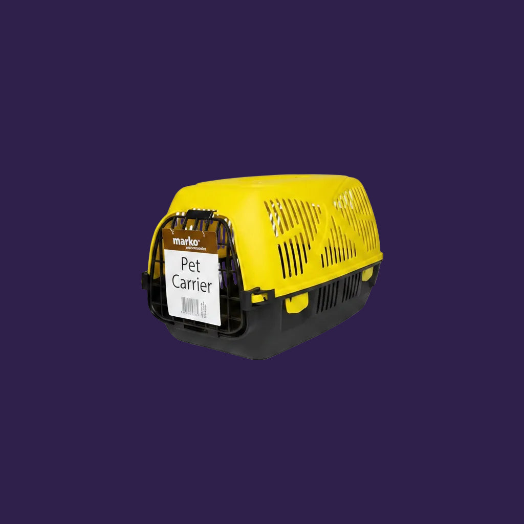 Marko hard shell pet carrier travel box for cats and small dogs on a purple background