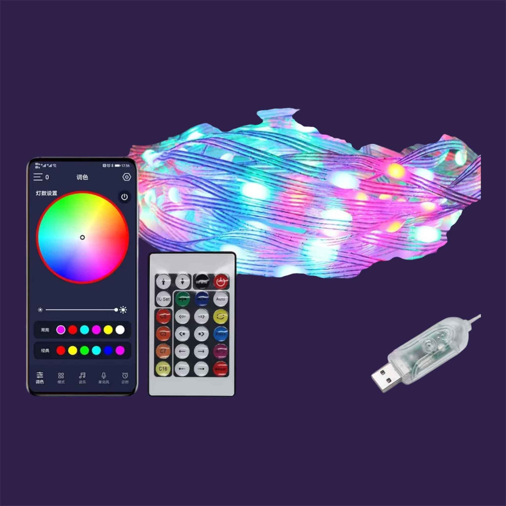 10m Bluetooth LED String Lights and accessories