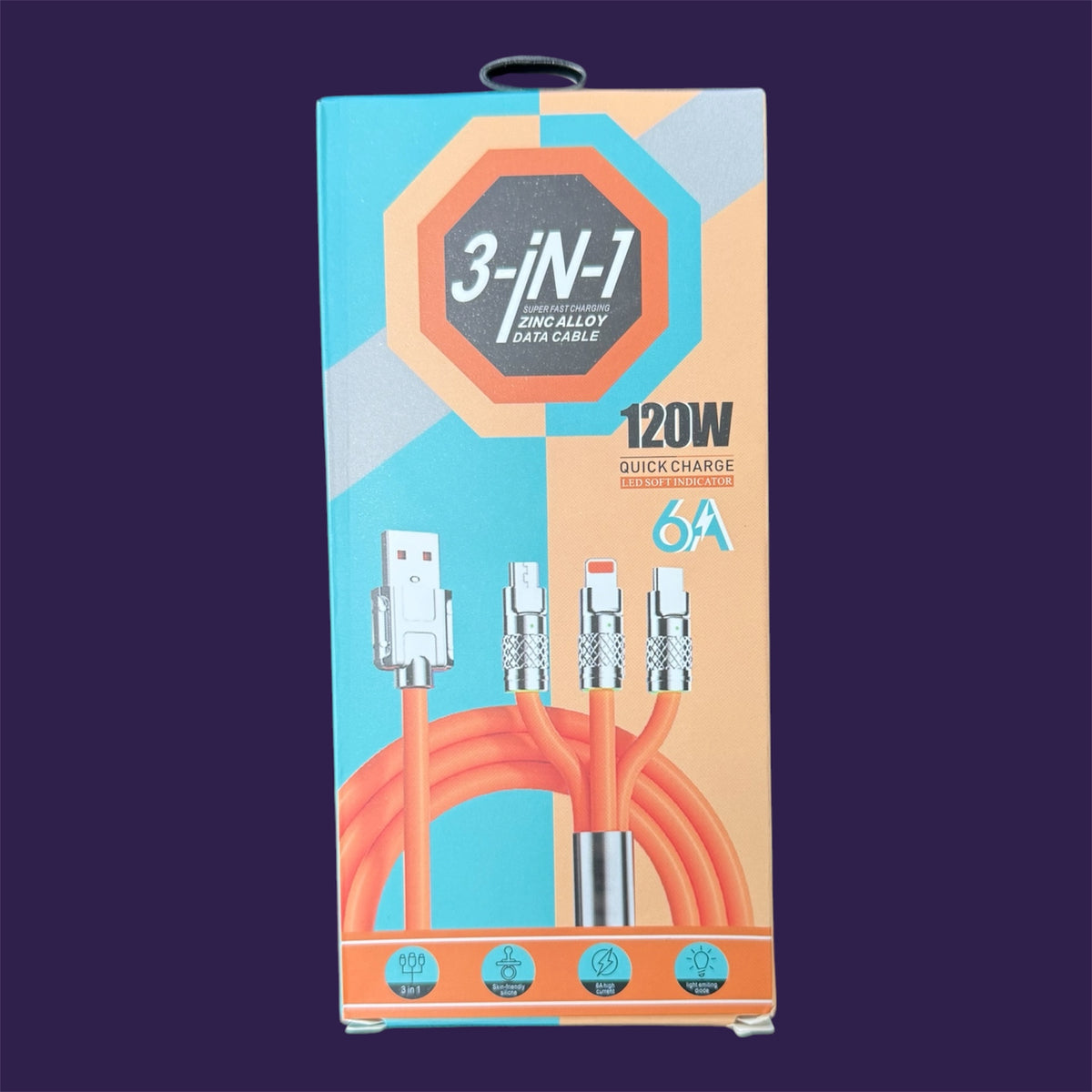 3-in-1 Fast Charging Cable retail packaging box
