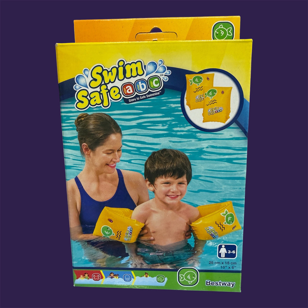 Bestway Swim Safe ABC Inflatable Armbands retail box for kids aged 3-6