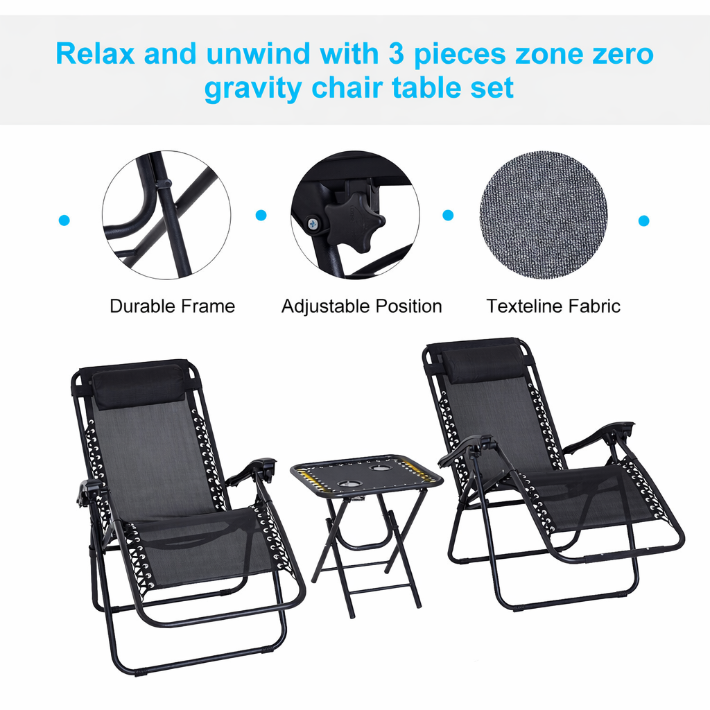 3pcs Lounger Set Black or Grey