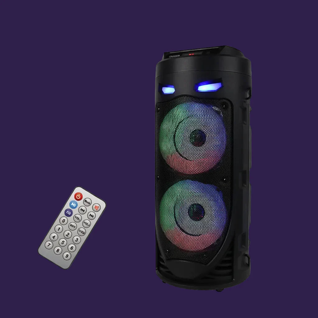 ZQS4239 Party Speaker Front View with RGB LED Ring Lights