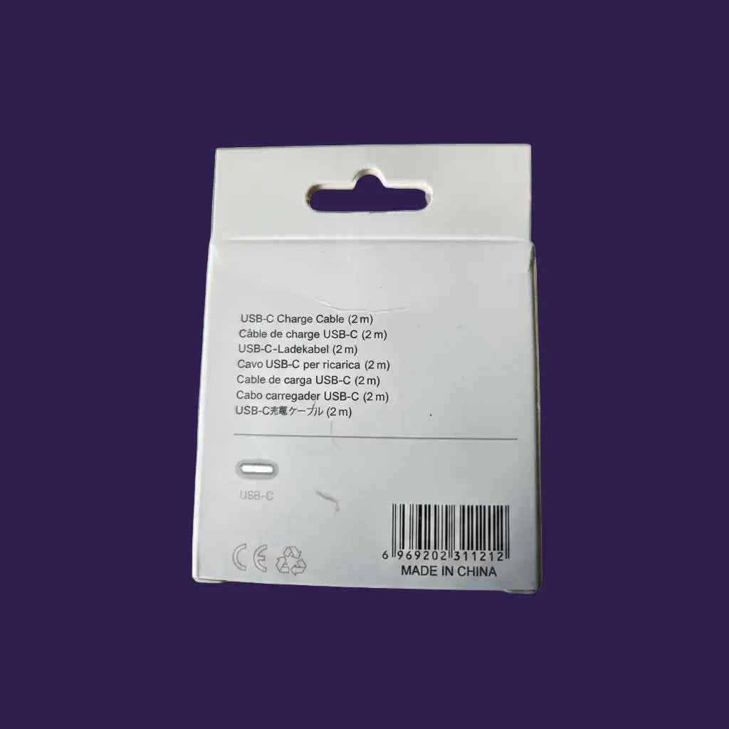 240W USB-C to USB-C Fast Charging Cable (2m) packaging back view with specifications