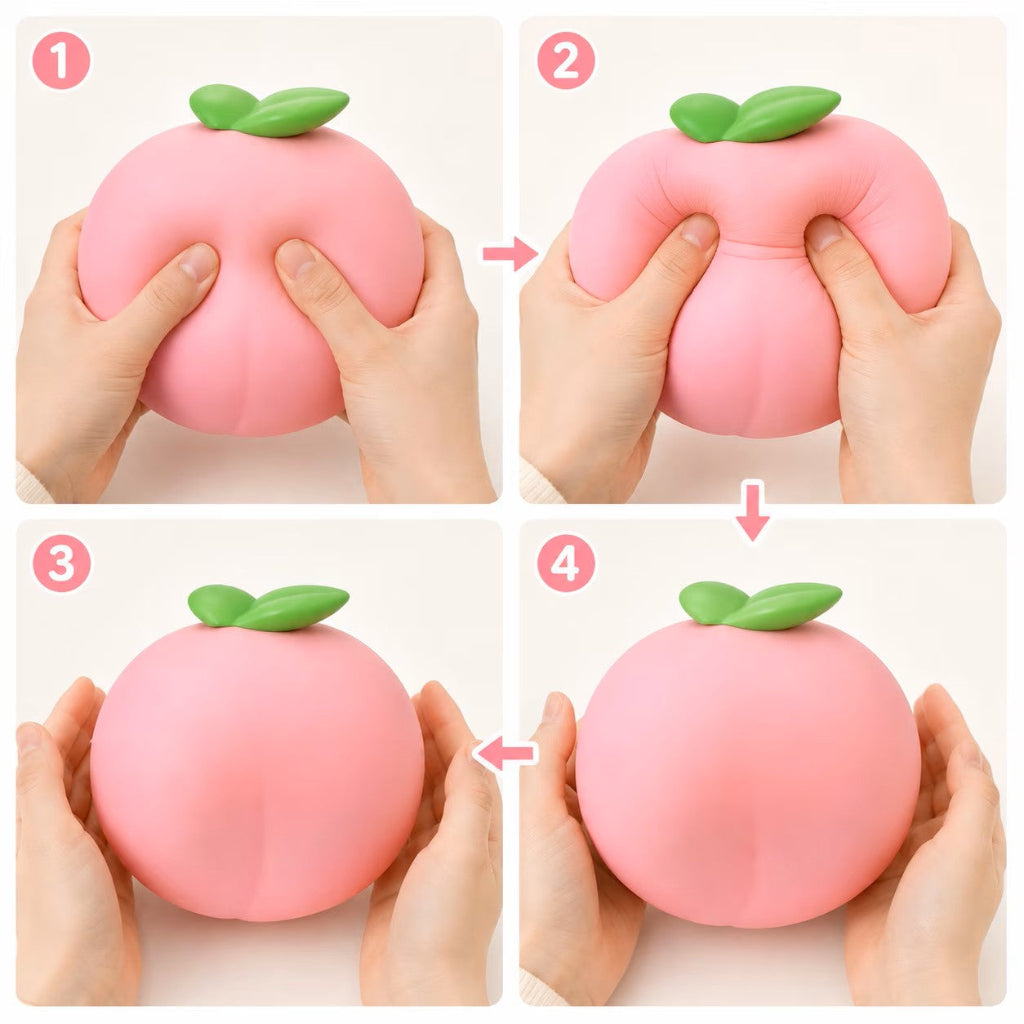 Jumbo Peach Squishy slow-rise compression demonstration panels