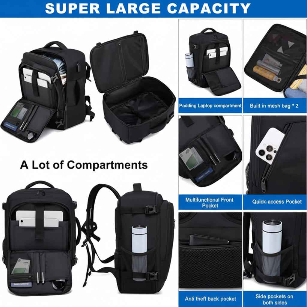 Cabin Luggage Travel Backpack 24L with USB Charging Port