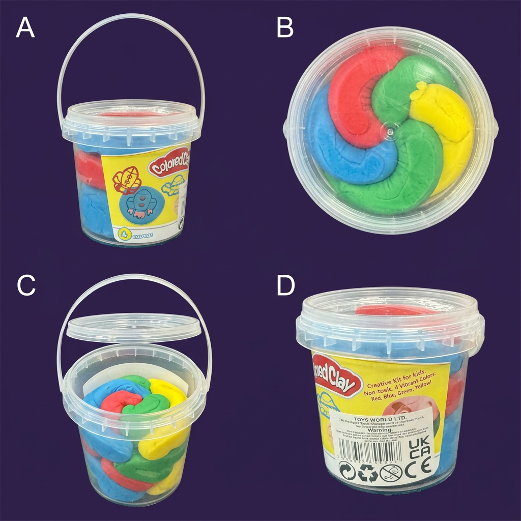 Coloured Clay - 4-colour bucket multi-angle views