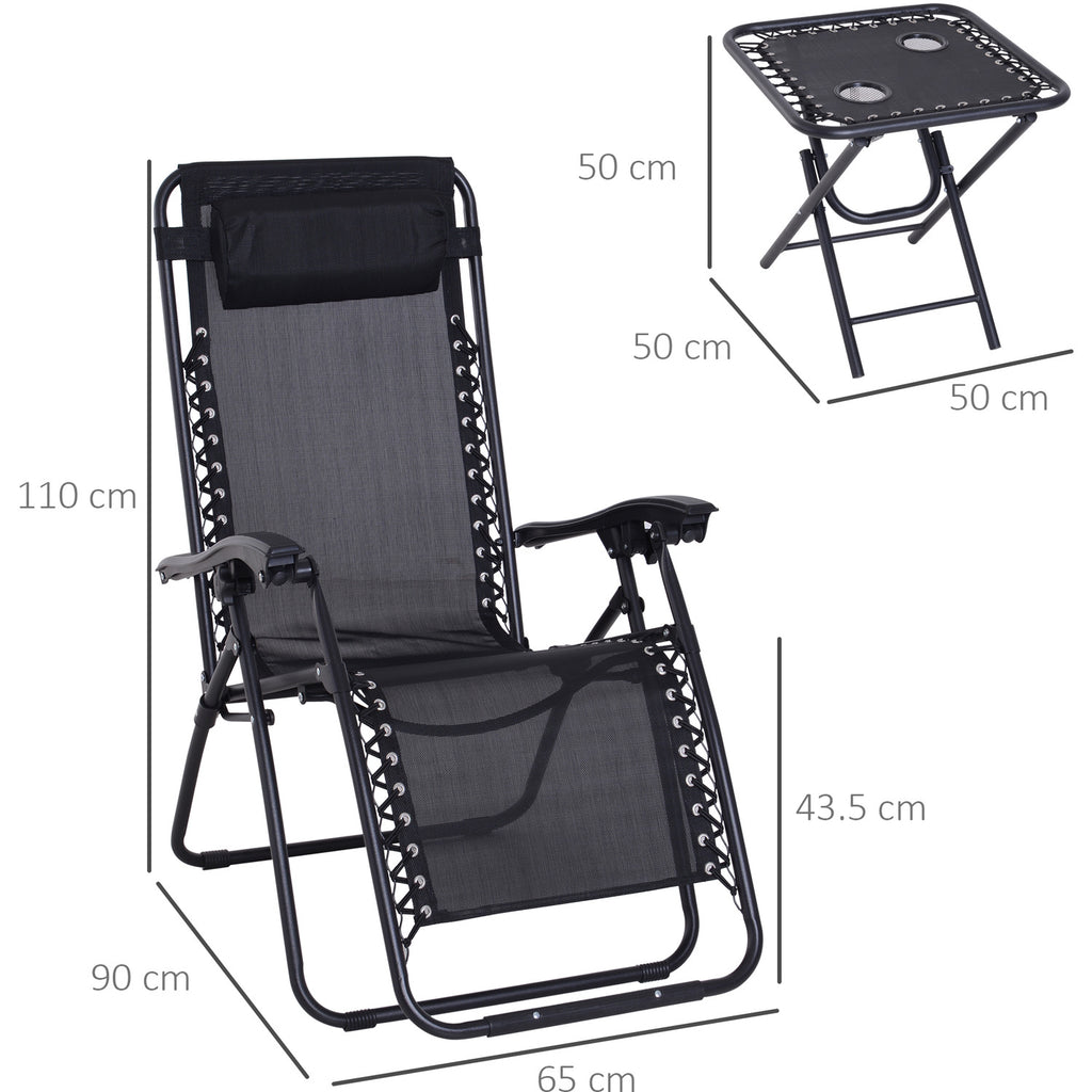 3pcs Lounger Set Black or Grey