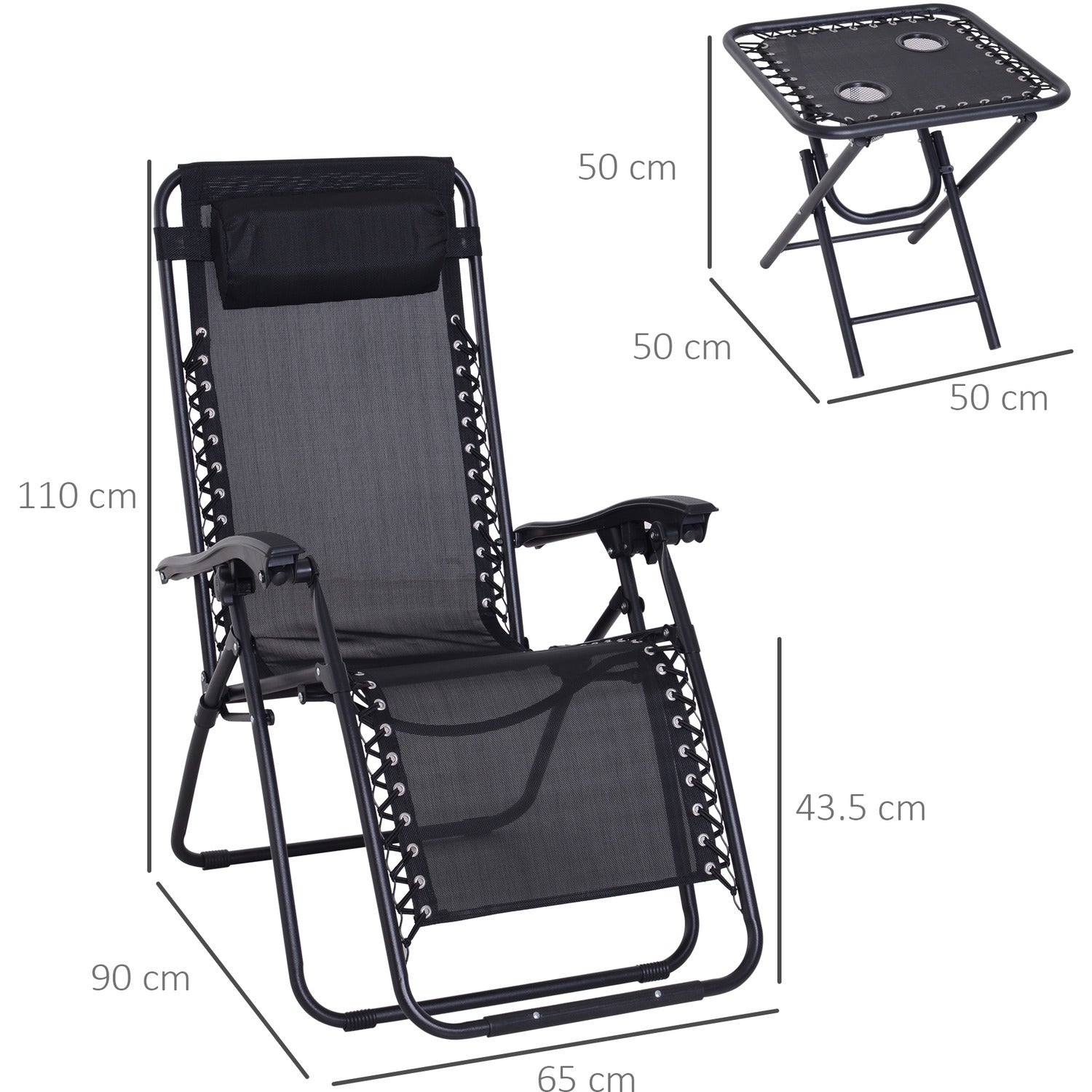 3pcs Lounger Set Black or Grey