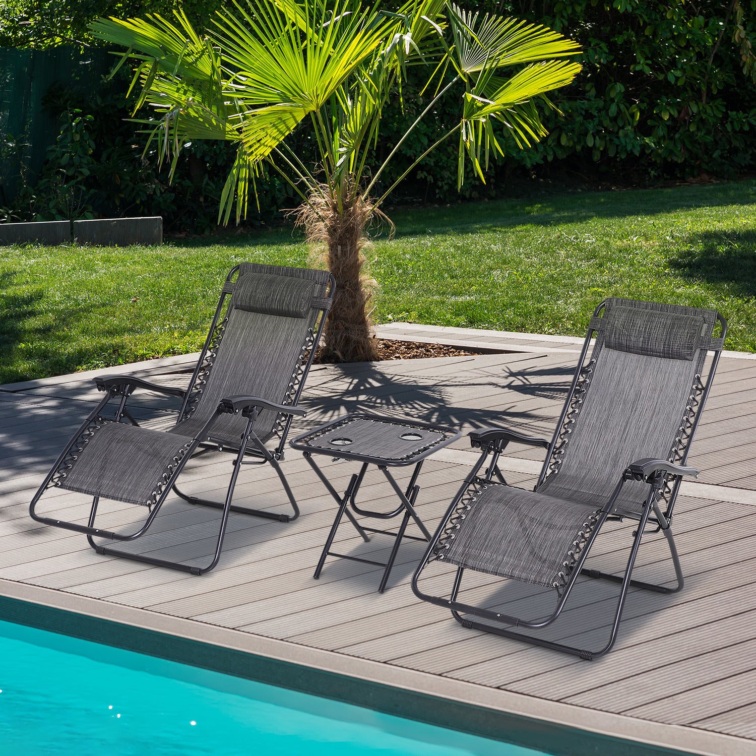3pcs Lounger Set Black or Grey