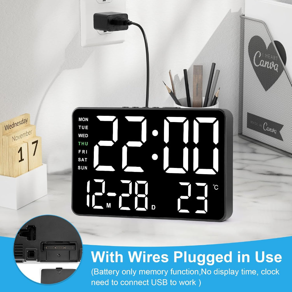 Digital Alarm Clock on bedside table desk setup
