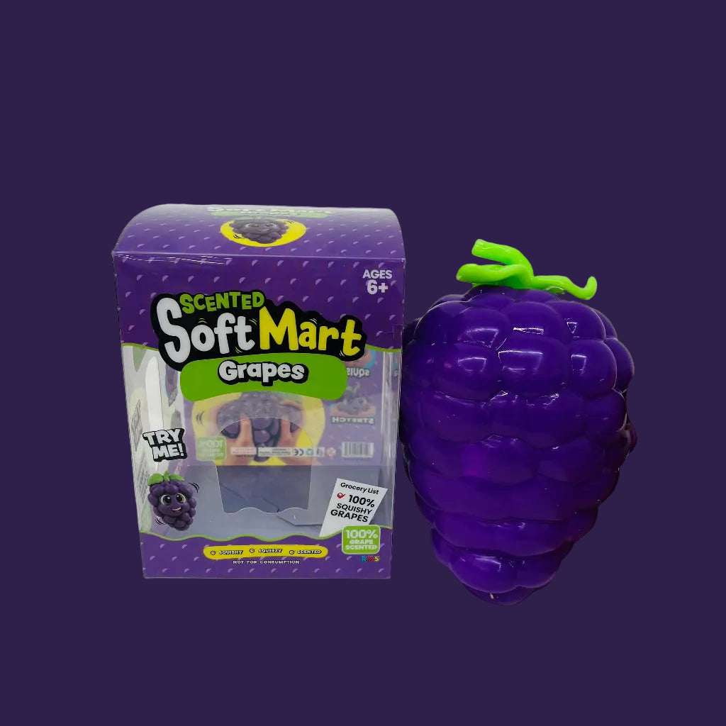 Jumbo Purple Grape Squishy product and retail box