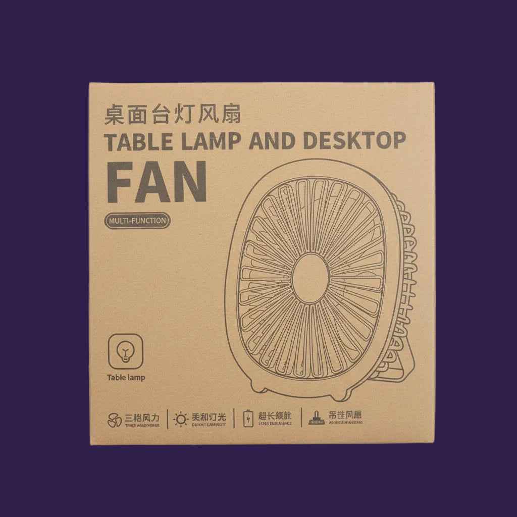 Portable Mini Fan with Night Light packaging box