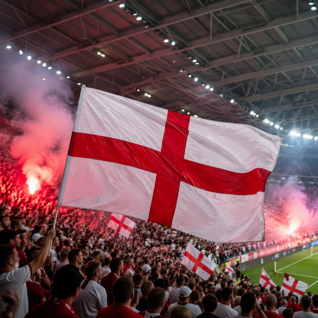 England St. George's Cross 5x3 feet flag in a football stadium crowd