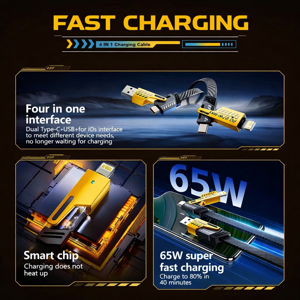 Flat Cable USB C and lightning 1.8m