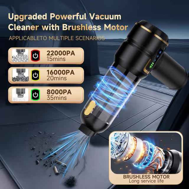Cordless Car Vacuum Cleaner, 22000PA High Power Handheld Vacuum, Rechargeable
