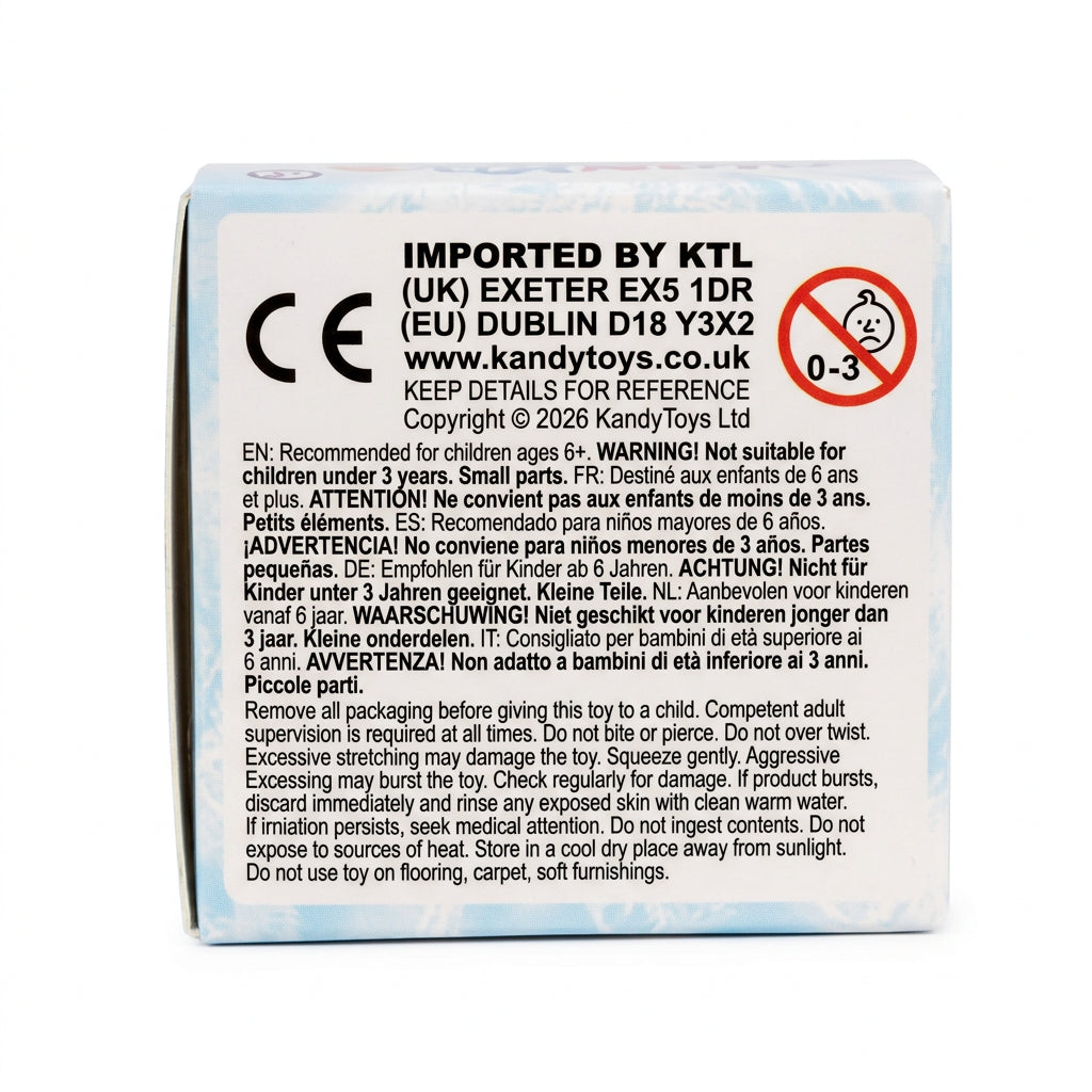 Squish Ice Cube – Safety warning label and CE mark