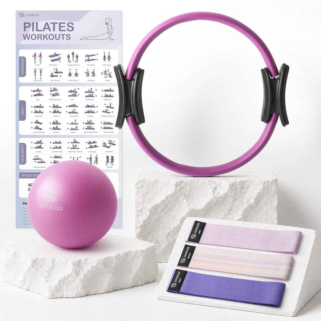Pilates Ring Set - Full home workout bundle and exercise guide poster