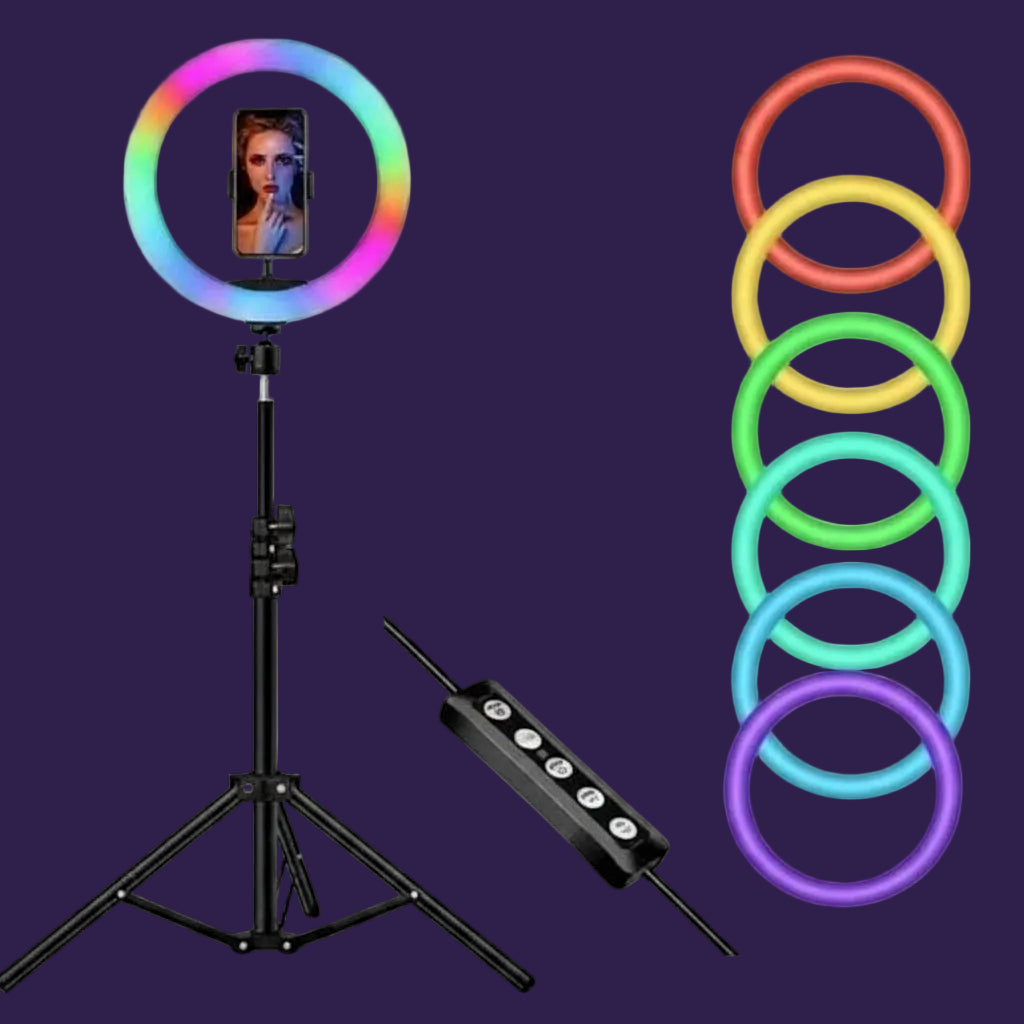 LJJ-30 RGB Ring Light with stand and color options