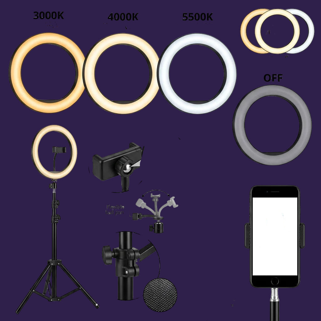 LJJ-30 RGB Ring Light setup kit with tripod stand