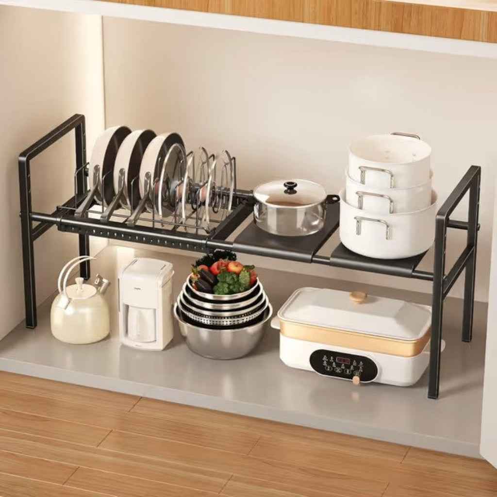 Pots & Pans Organiser – 2‑Tier Expandable Rack