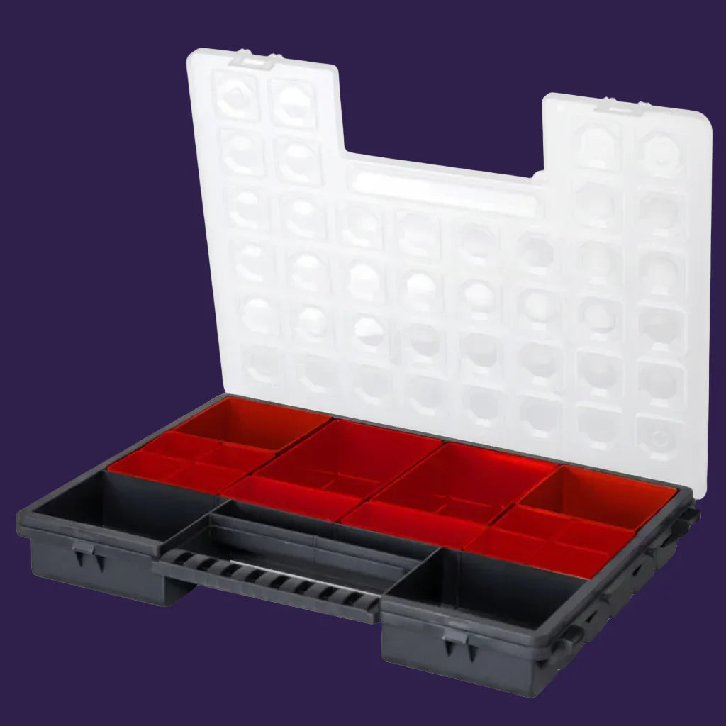 Marko Plastic Organiser Box with 27 Compartments studio shot on a solid background