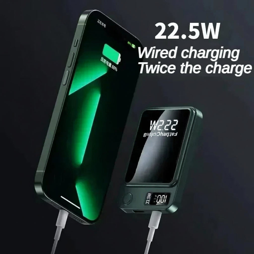 City Store 22.5W Magnetic Wireless Power Bank with wired connection to smartphone