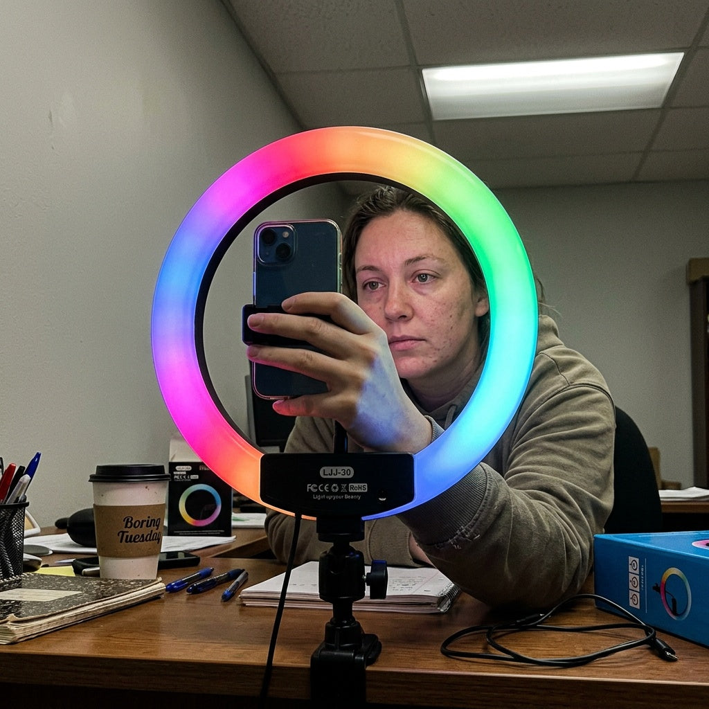 LJJ-30 RGB Ring Light in lifestyle setup