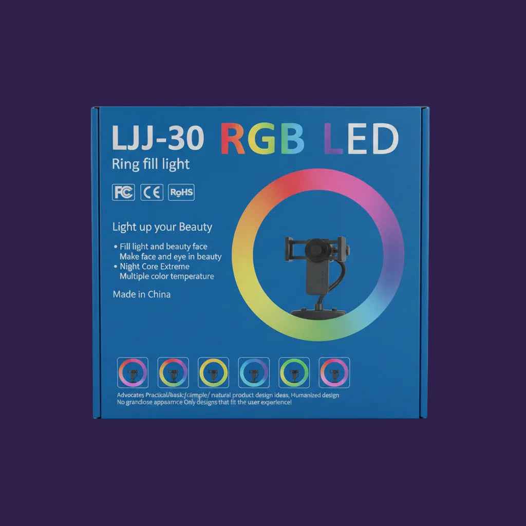 LJJ-30 RGB Ring Light retail box packaging