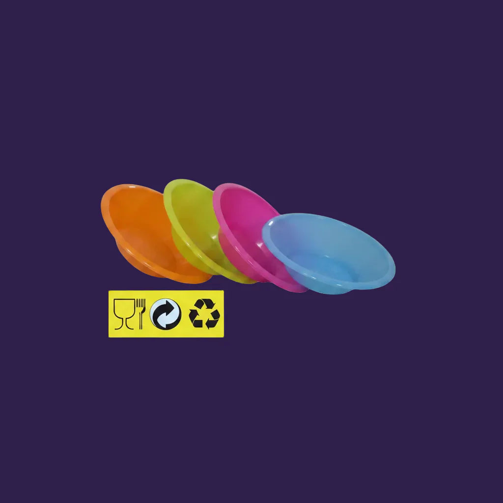 Marko 18cm Picnic Bowls (4 Pack) - Set of 4 colorful plastic bowls with food-safe certification label