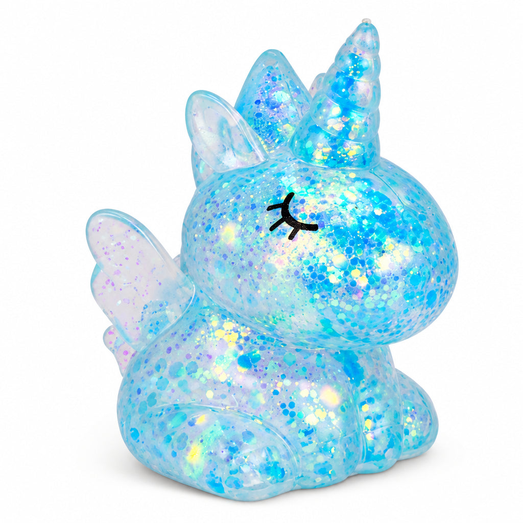 Scrunchems Sugar Unicorns translucent blue glitter fidget toy