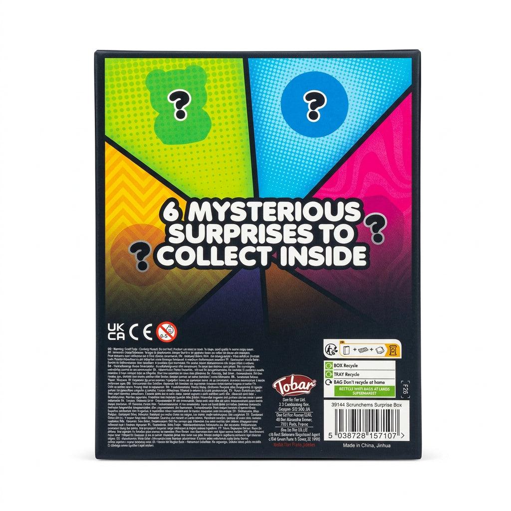 Scrunchems Surprise Box packaging back with barcode and details