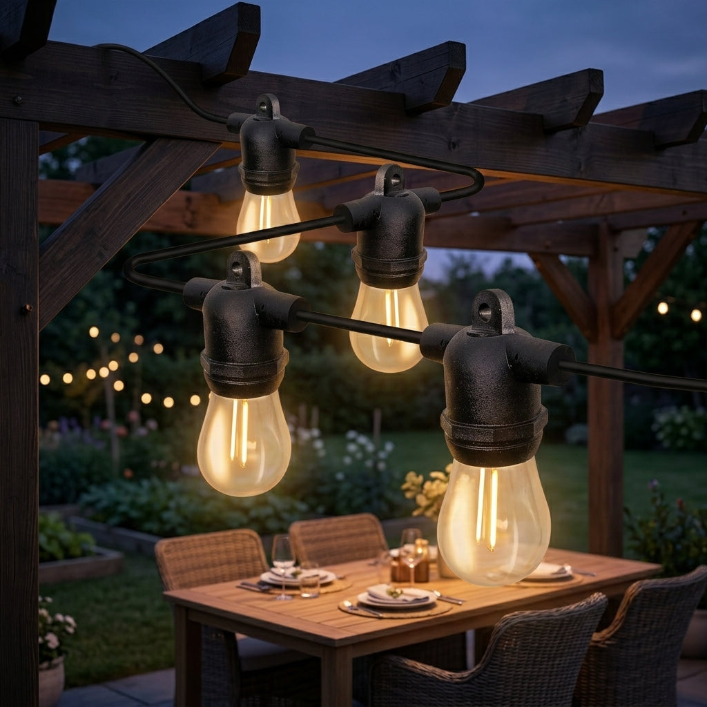 Festoon Lights 10m | Outdoor String Lights with 10 LED Bulbs