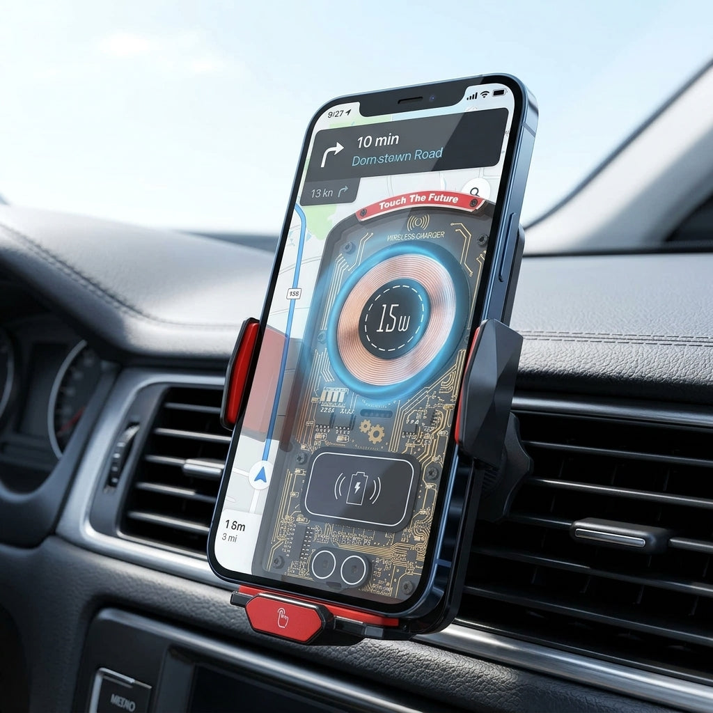 City Store 15W Qi Wireless Car Charger Mount - In-Car Lifestyle Scene