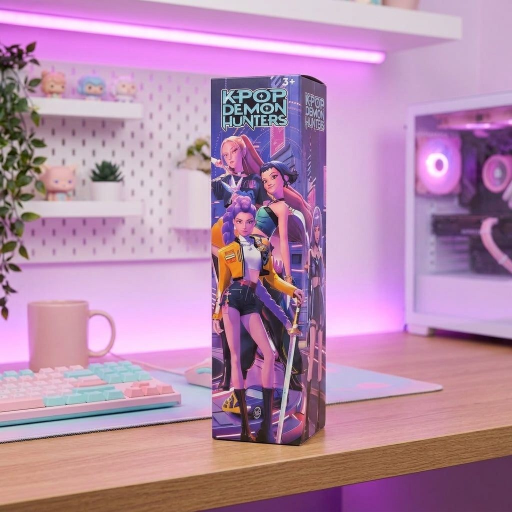 KPOP Singing Mystery Doll in a Creative Gaming Desk Setup