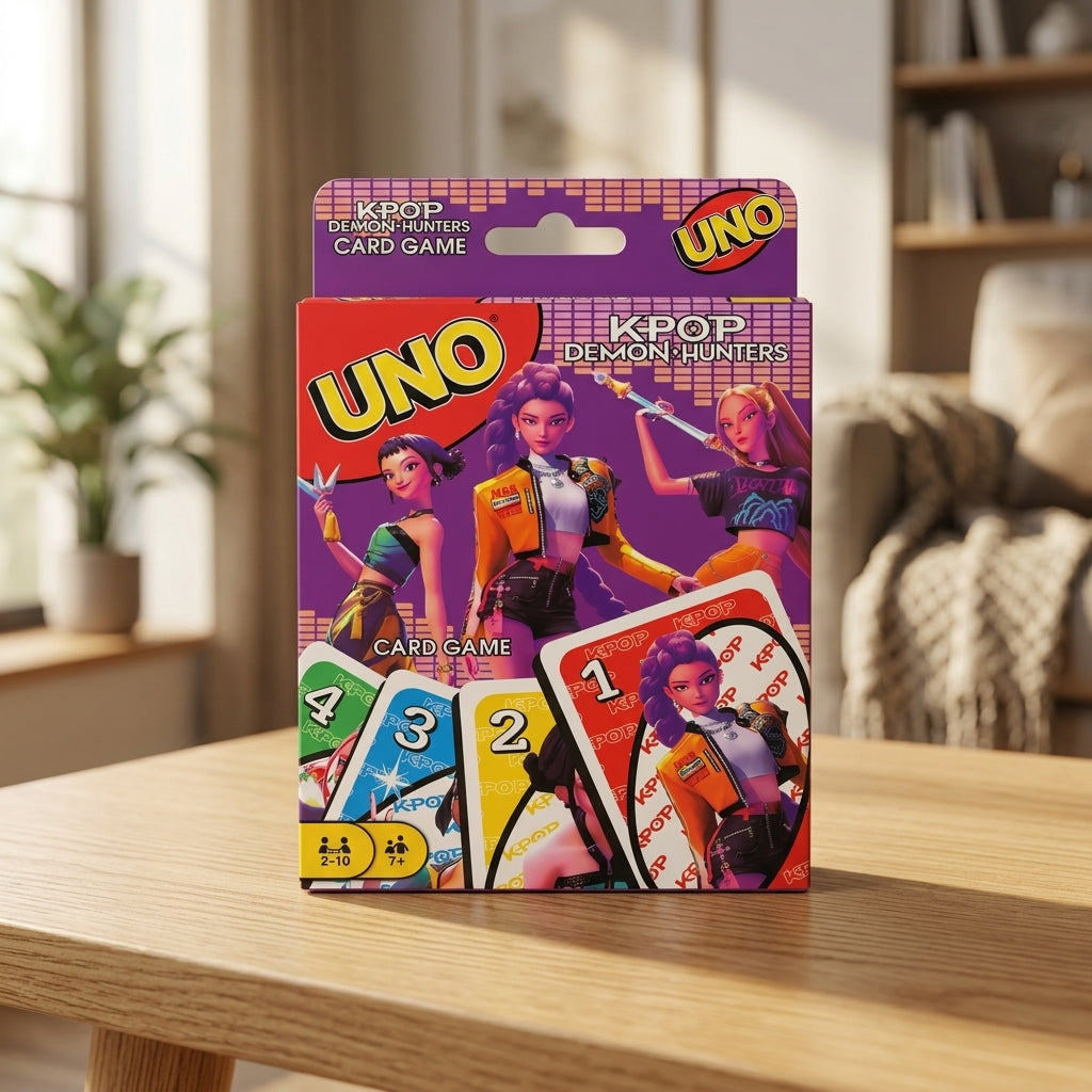 Kpop Uno Cards - K-Pop Demon Hunters Edition on tabletop