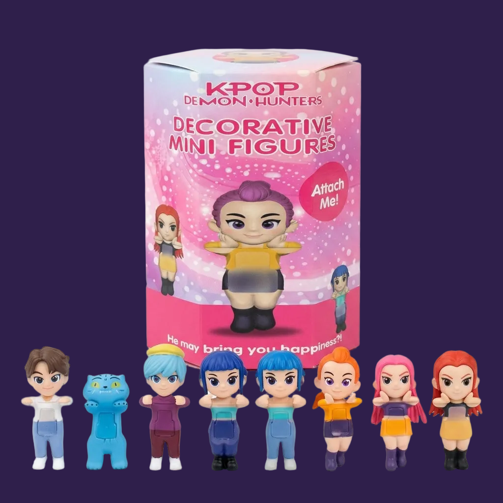 K-Pop Demon Hunters Mini Figures on seamless white background