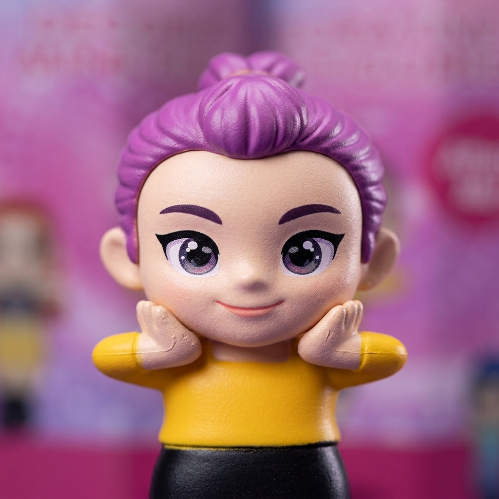 Close-up detail of a colorful K-Pop Demon Hunters Mini Figure