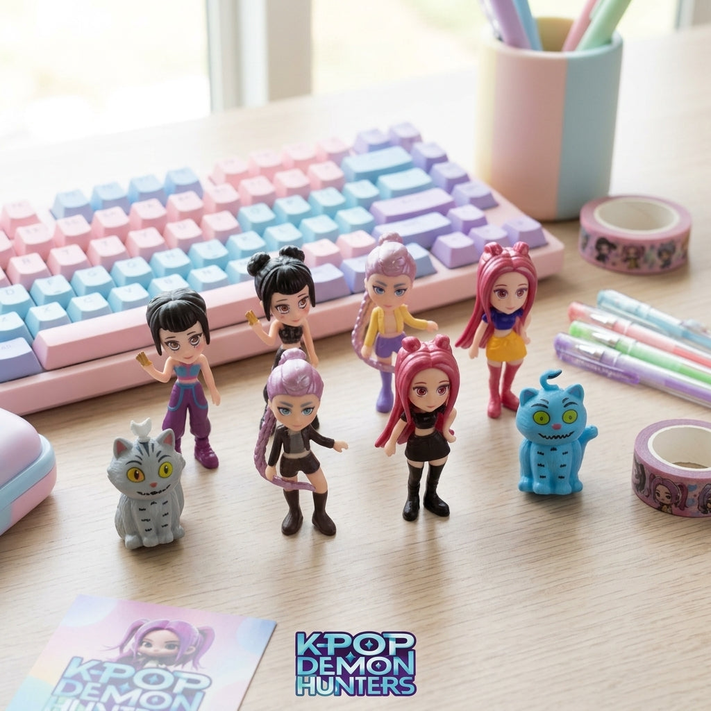 KPOP Demon Hunters Chibi Figurines Close-up Desk Display