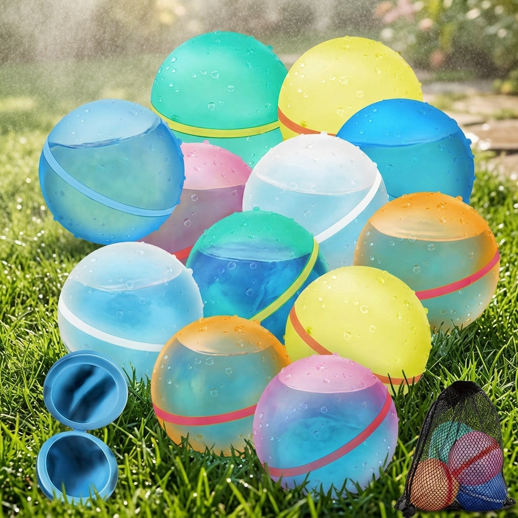 Reusable Water Balloons 12PCS Pack - Garden Grass Lawn