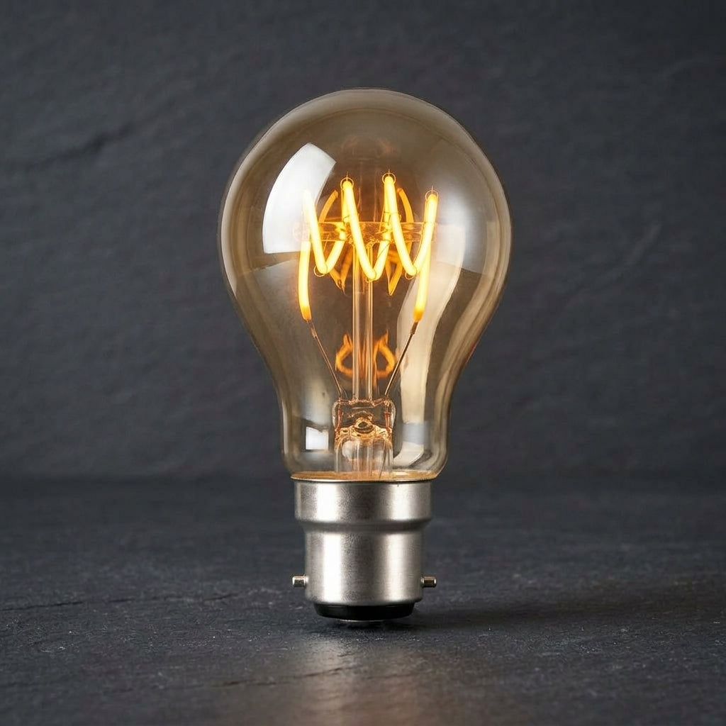 B22 Amber Vintage LED Bulb on a premium dark slate studio background